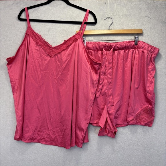torrid Other - Torrid Sleep Pajama Set Womens 3X Cami Top 4X Shorts Pink Satin Plus Sleepwear